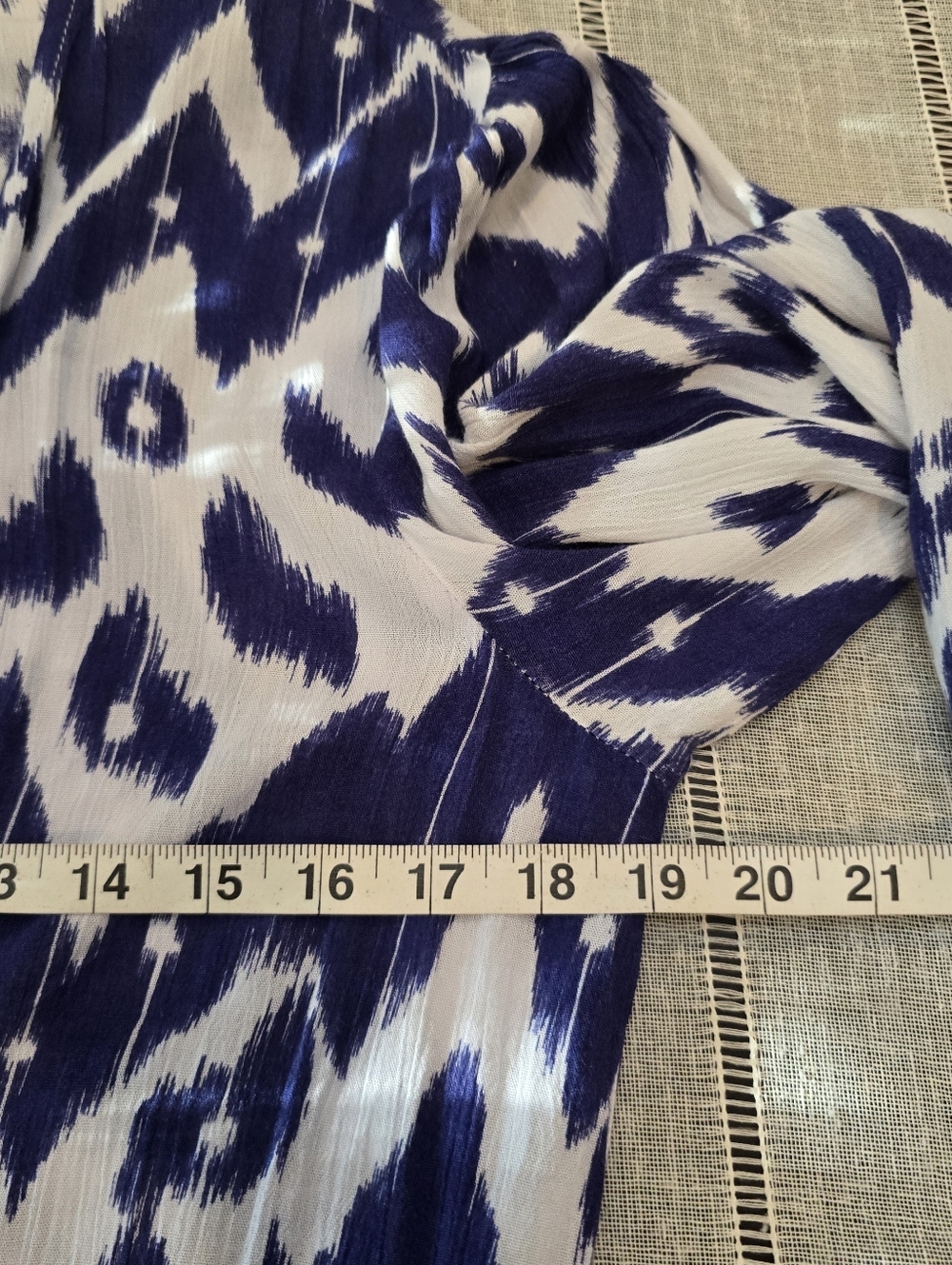 Blue Island Women's Blue/White Boho Flowy Tie Front Beach Cover Up Size Small - Picture 4 of 11